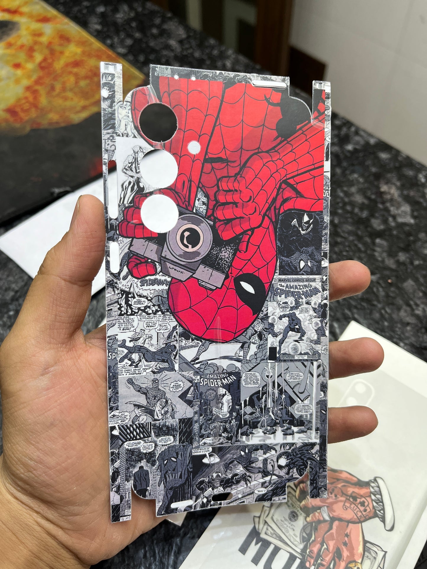 Samsung S24 FE Spiderman Embossed Textured Mobile Skin