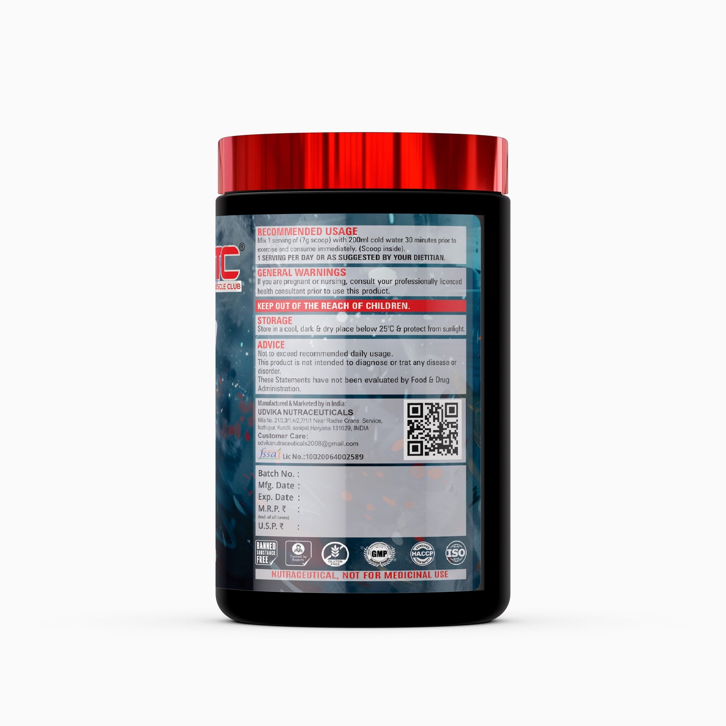 Ring Man Pre Workout by The Great Khali, 2000mg Beta-Alanine & 200mg Caffeine