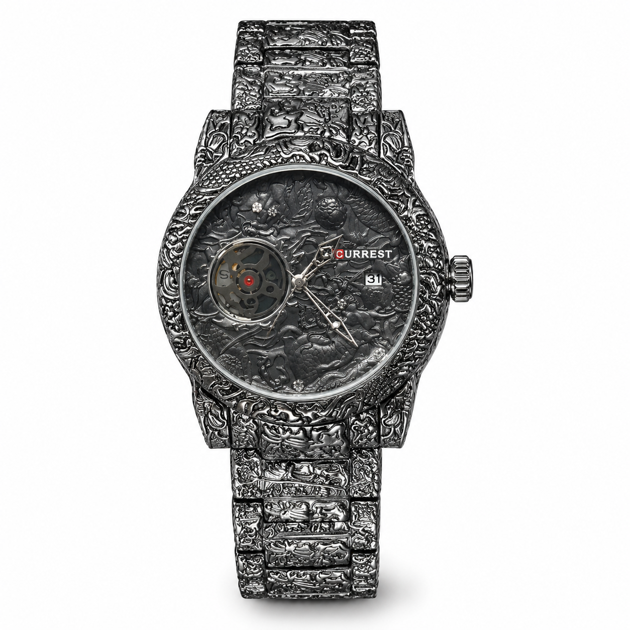 Luxury Forest Wristwatch With Intricate Engravings
