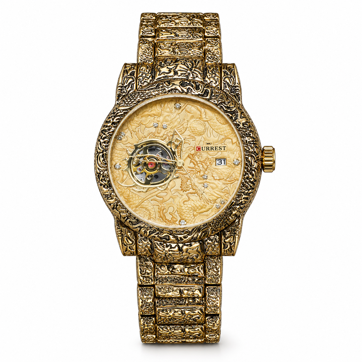 Luxury Forest Wristwatch With Intricate Engravings