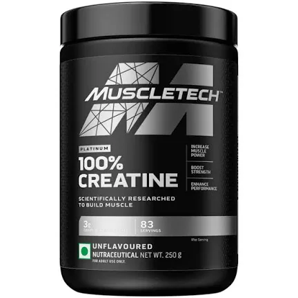 MuscleTech Platinum 100% Creatine - 250 gm (0.55 Lb), Unflavoured